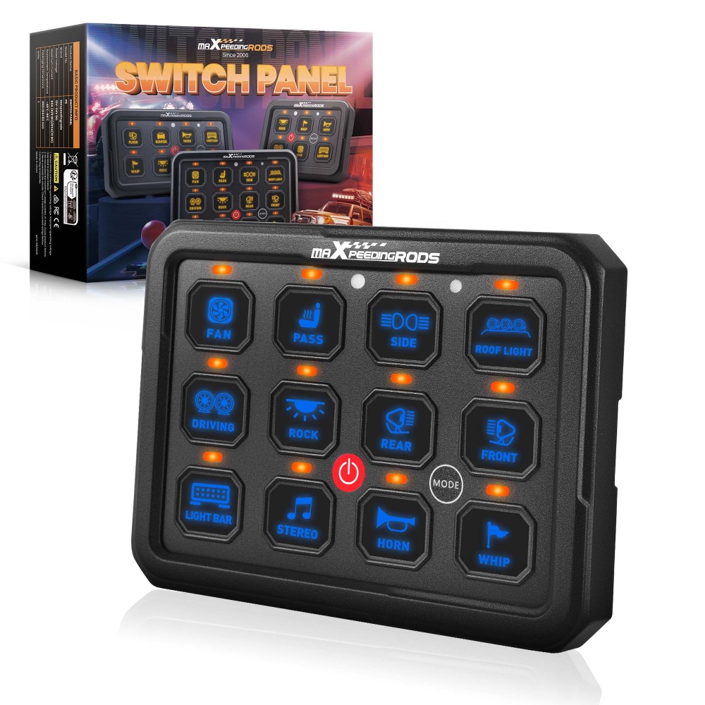 12 Gang Switch Panel Touch Control 80A For Car Truck UTV ATV Boat 12V-24V LED