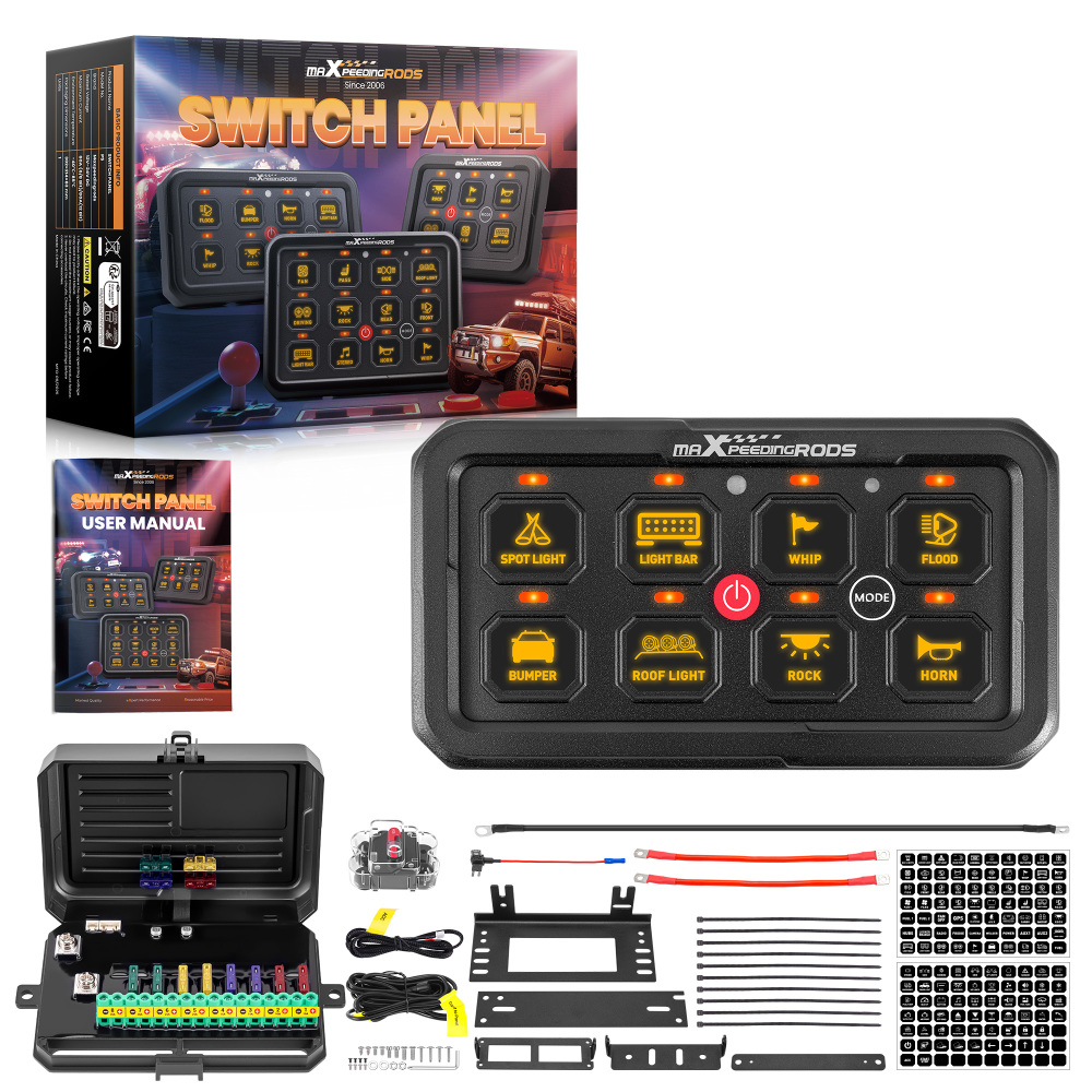 8 Gang RGB Touch Panel For Vehicle Car Pickup UTV ATV Marine Universal 12V-24V