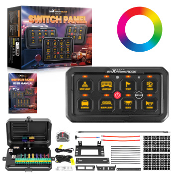 8 Gang On-Off Control LED Switch Panel RGB compatible for Jeep SUV Truck Marine 12V-24V