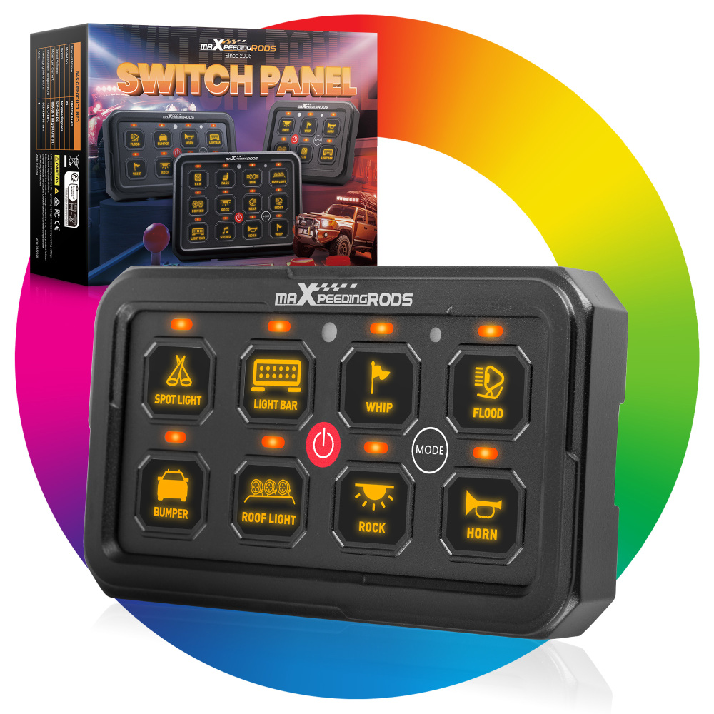 Pannello Interruttori 8 Gang RGB Touch For Auto Camion UTV ATV Barca 12-24V 60A