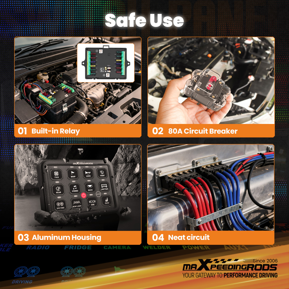 Switch Panel 12 Gang RGB APP Control For Offroad Pickup SUV 960W 12V-24V 1920W