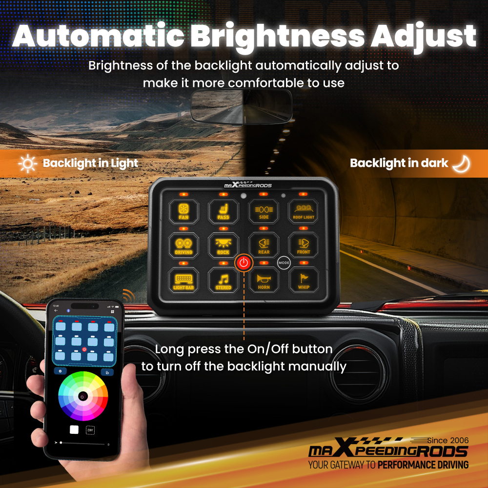 12 Gang RGB + APP Switch Panel ON-OFF LED Control Relay Control Box Marine Boat