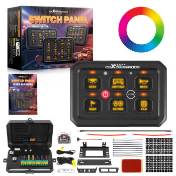 Universal RGB Switch Panel For Pickup Truck ATV RV 6 Gang Touch Control 12-24V