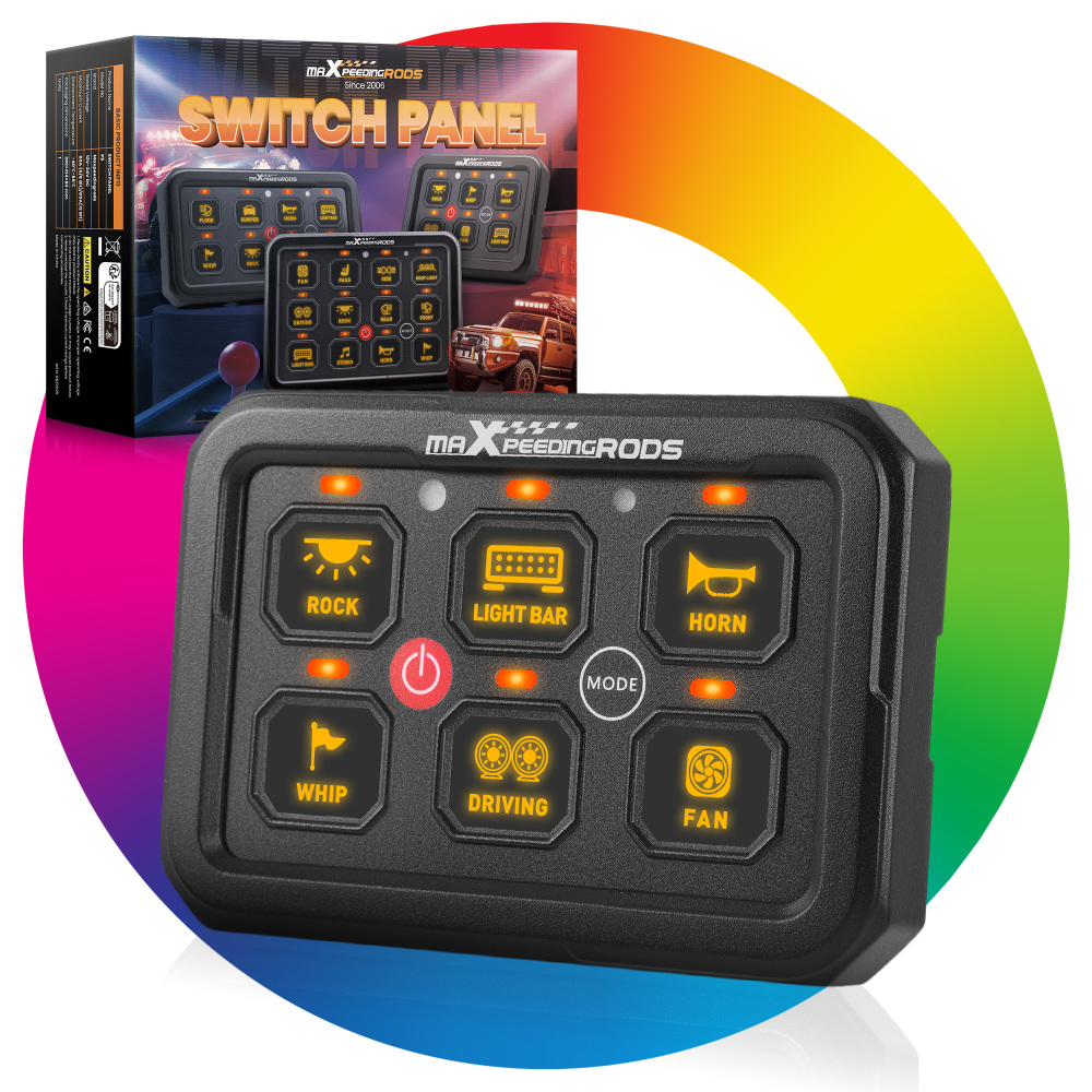 Universal RGB Switch Panel For Pickup Truck ATV RV 6 Gang Touch Control 12-24V