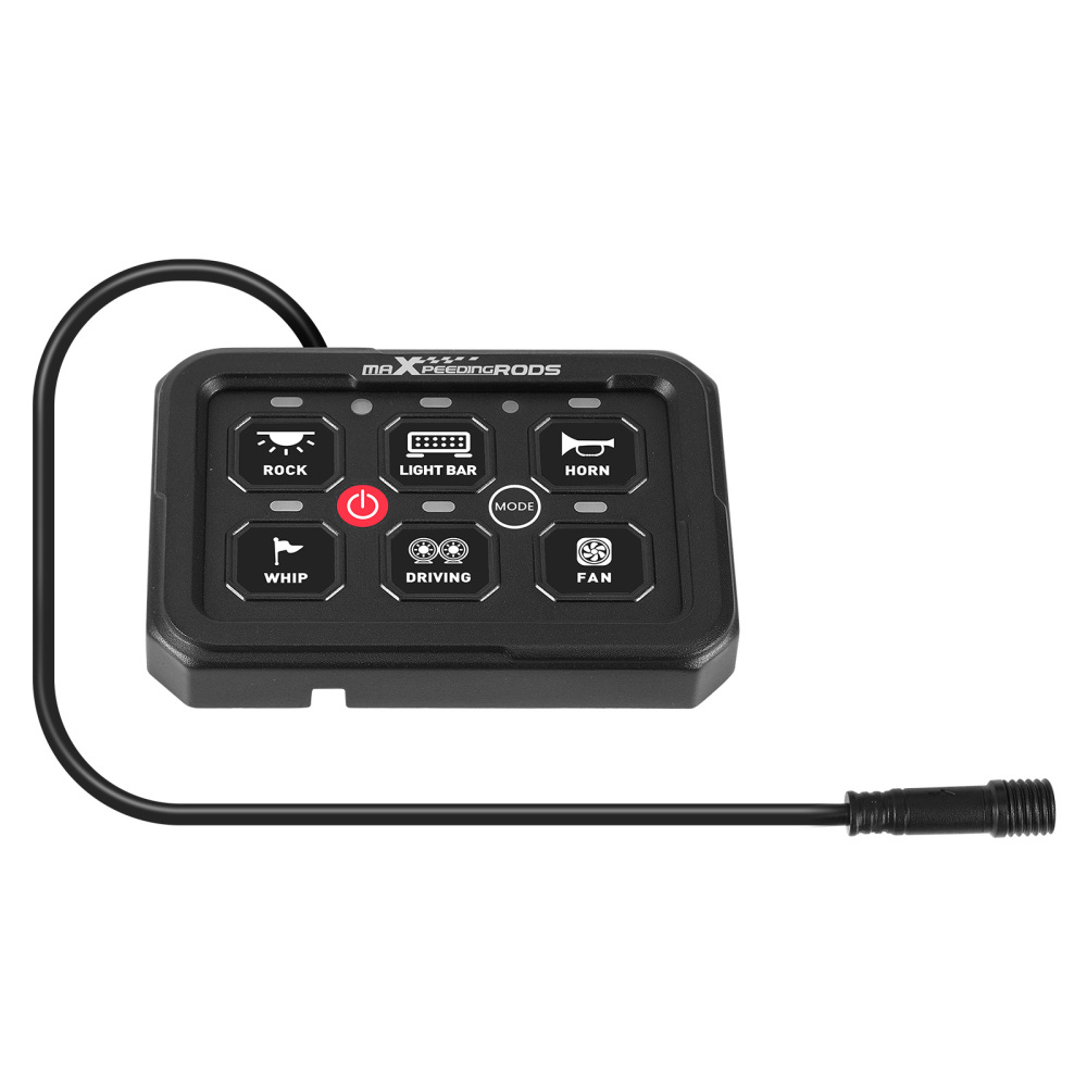 6 Gang Switch Panel RGB Automatic Dimmable Off Road LED Light Controller For ATV