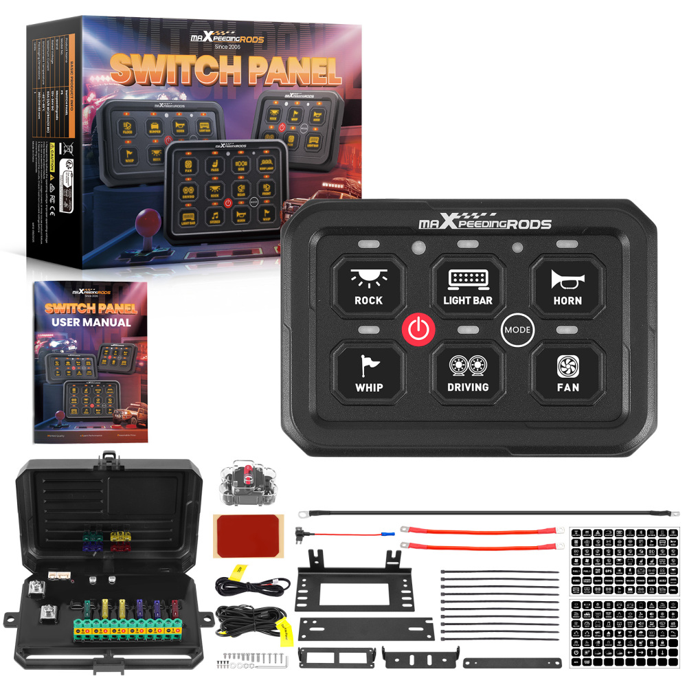 6 Gang Switch Panel RGB Automatic Dimmable Off Road LED Light Controller For ATV