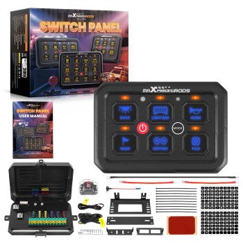 6 Gang Switch Panel Circuit Control Box For Car RV Boat Marine LED Light Bar 60A