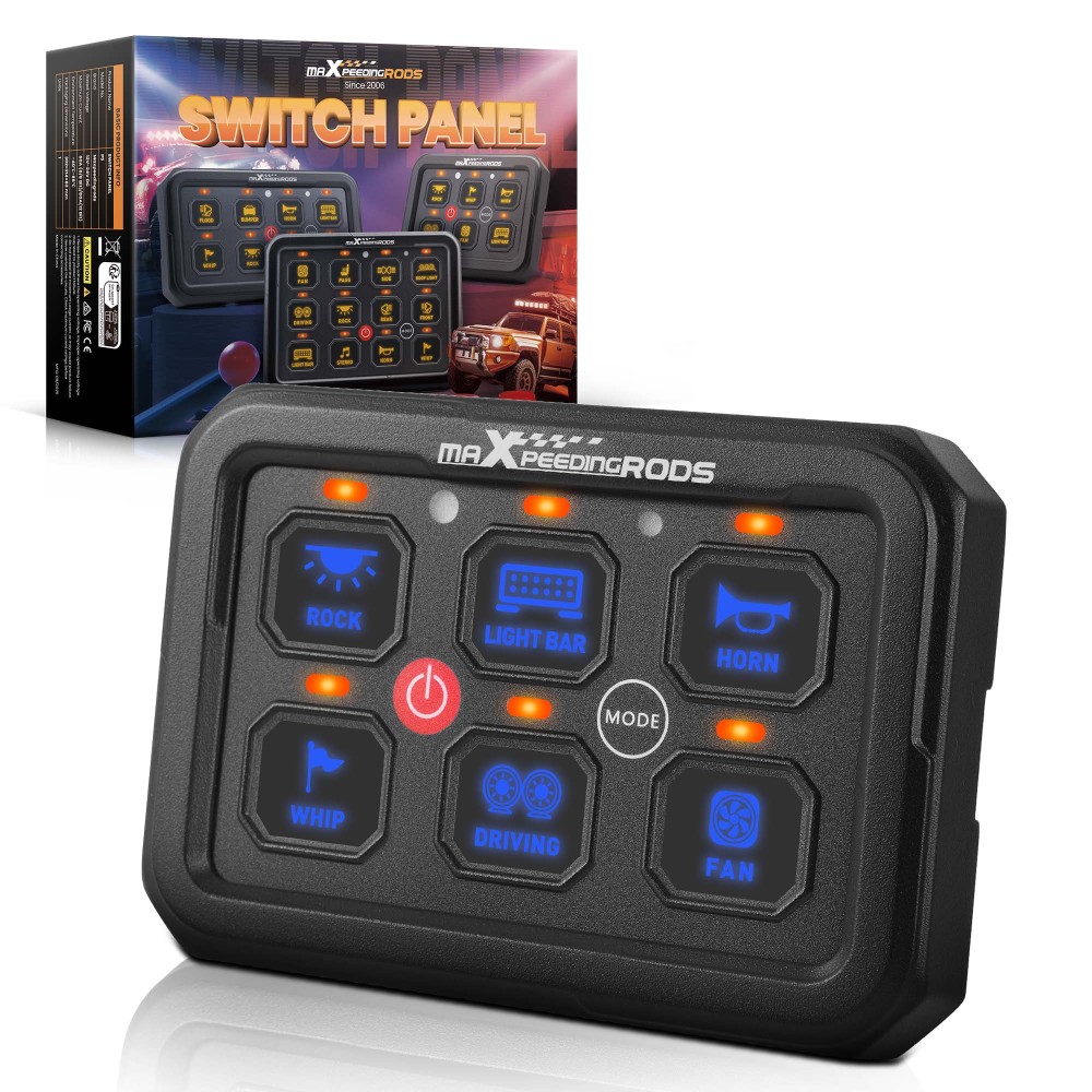 6 Gang Switch Panel Circuit Control Box For Car RV Boat Marine LED Light Bar 60A