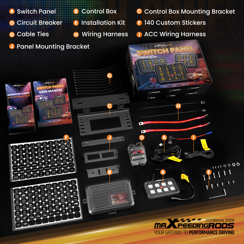 Panel 8 Interruptores For Camión Pickup Todoterreno 4x4 12V-24V Aluminio Negro
