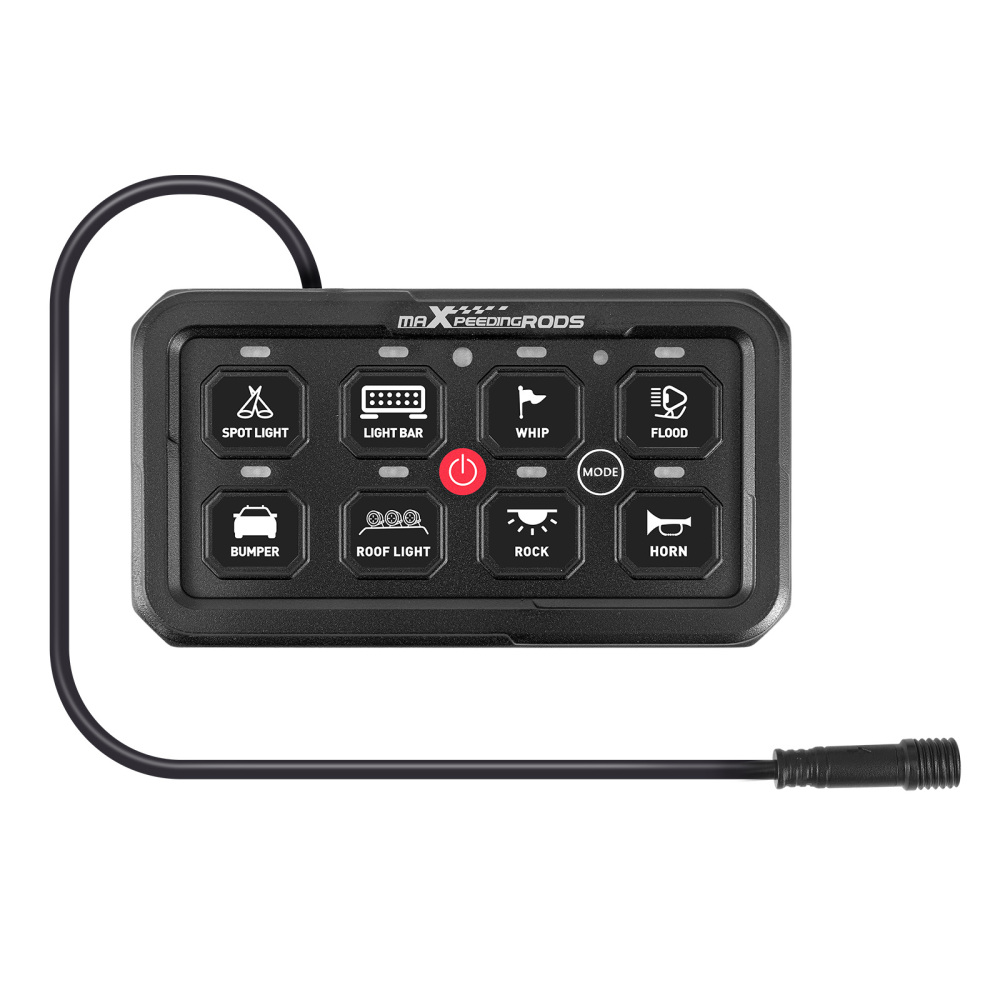 8 Gang Switch Panel Kit RGB APP Automatic Dimmable Off Road LED Light Controller