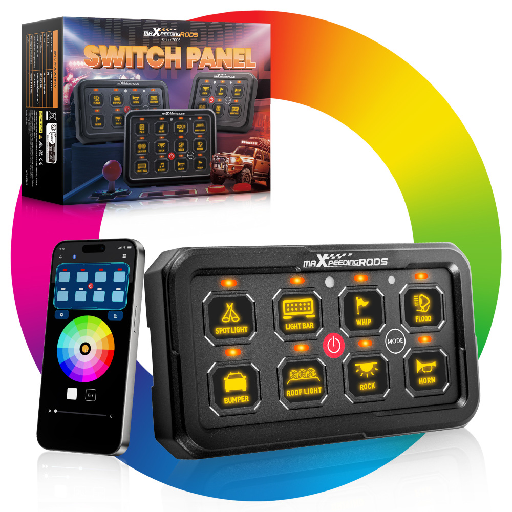 8 Gang RGB + APP Switch Panel ON-OFF LED Control Relay Control Box Marine Boat