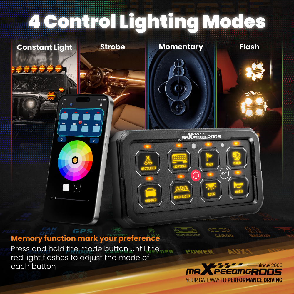 8 Gang RGB + APP Switch Panel ON-OFF LED Control Relay Control Box Marine Boat