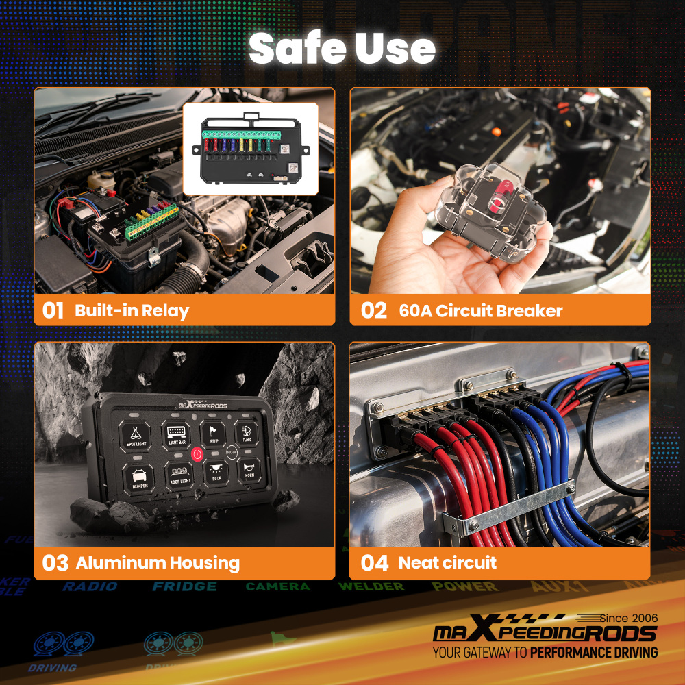 8 Gang RGB + APP Switch Panel ON-OFF LED Control Relay Control Box Marine Boat