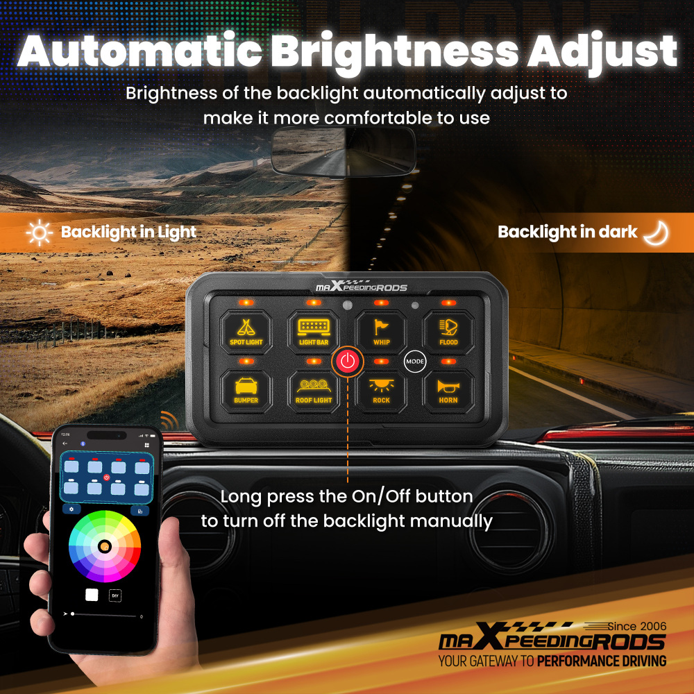 8 Gang RGB + APP Switch Panel ON-OFF LED Control Relay Control Box Marine Boat