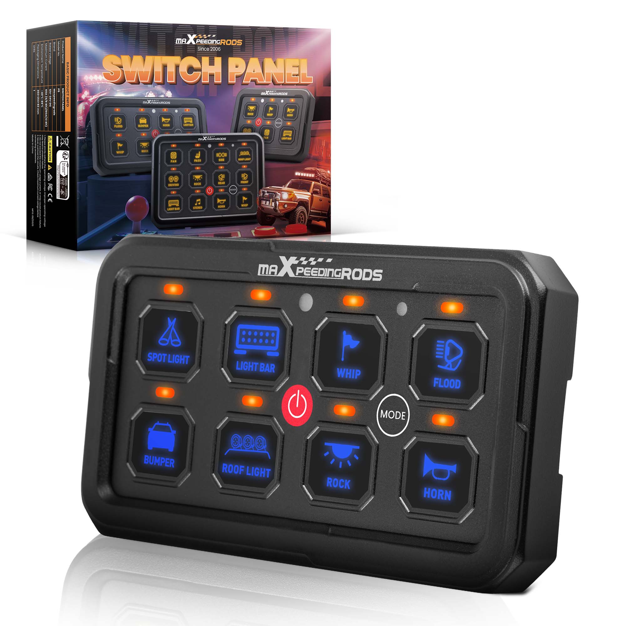 Touch Switch Panel 8 Gang For Universal Pickup UTV ATV 60A Auto