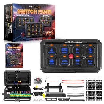 8 Gang Switch Panel ON-OFF LED Control Relay Control Box Car Marine Boat 4WD 12V