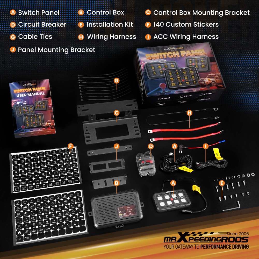 8 Gang Switch Panel ON-OFF LED Control Relay Control Box Car Marine Boat 4WD 12V