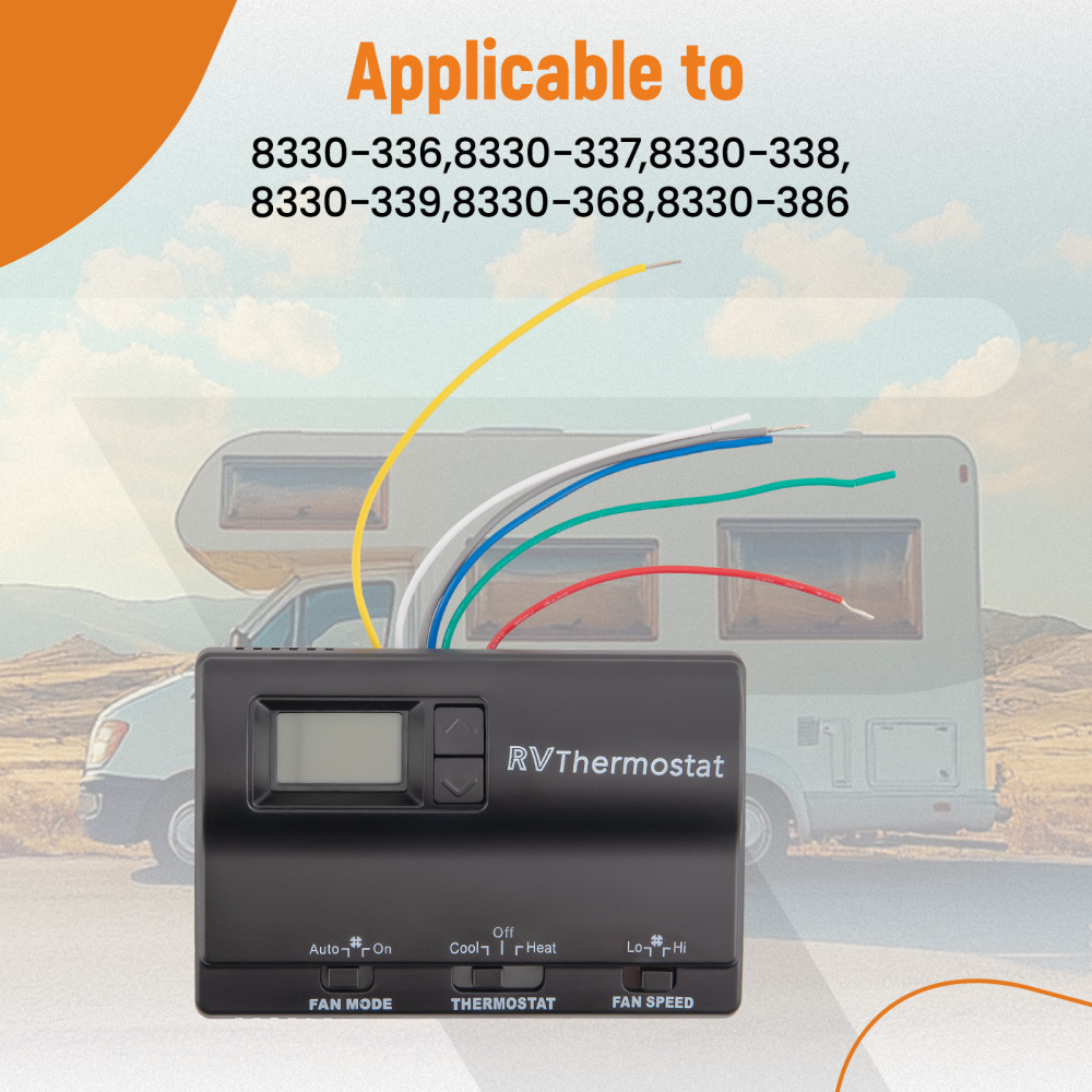 RV Digital Thermostat Heat/Cool 83303862 83303362 Black Waterproof Fit 8330-336