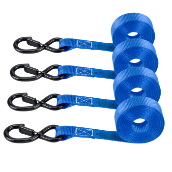 4x Cinghie di Tensione CricchettoGancio a S con clip 25mm * 4,5 Blu 997kg