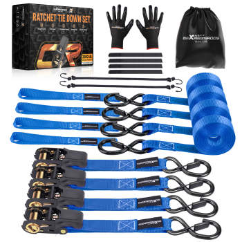 Ratchet Tie Down 4 Pack Set 15ft with S-Hook for Transport for Trailer Truck