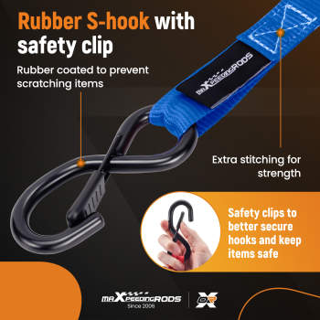 Ratchet Tie Down 4 Pack Set 15ft with S-Hook for Transport for Trailer Truck