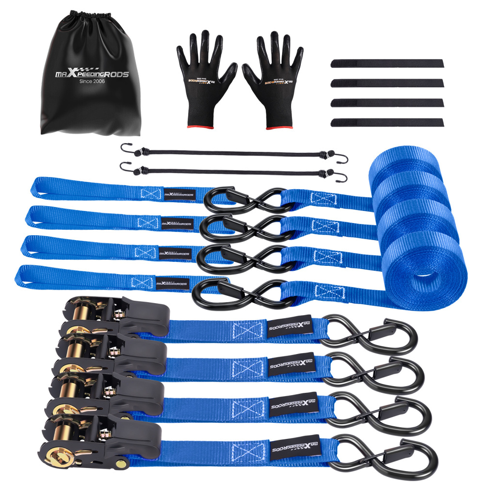4 Pack Heavy Duty Ratchet Straps Tie Down 2200 lb 1 inch * 15ft for Transport