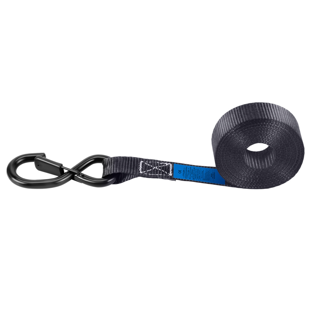 4x Cinghie di Tensione CricchettoGancio a S con clip 25mm * 4,5 Nero 997kg