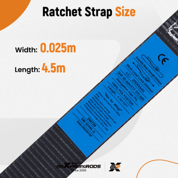 4x Sangle Darrimage à Cliquet 4.5m 25mm 997kg Noir Crochets S Securité Auto