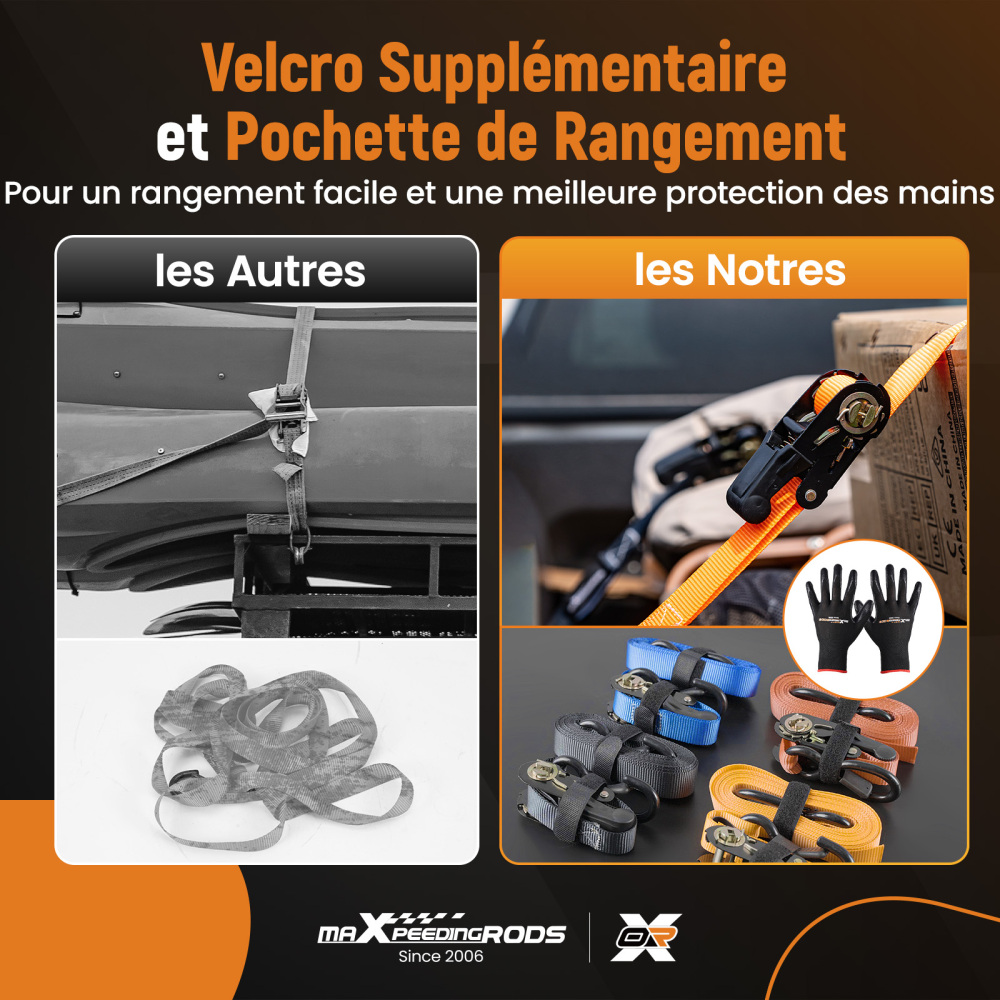 4x Cinghie di Tensione CricchettoGancio a S con clip 25mm * 4,5 Arancia 997kg