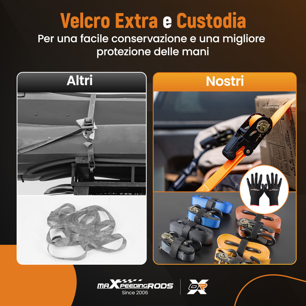 4x Cinghie di Tensione Cricchetto Gancio a S con clip 25mm * 4,5m Rosso 997kg