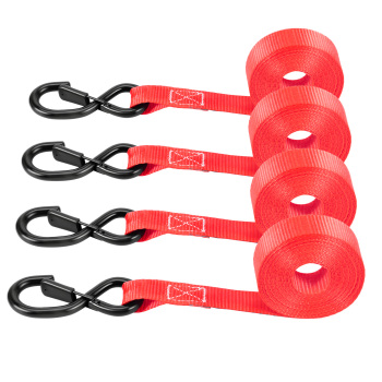 4x Cinghie di Tensione Cricchetto Gancio a S con clip 25mm * 4,5m Rosso 997kg