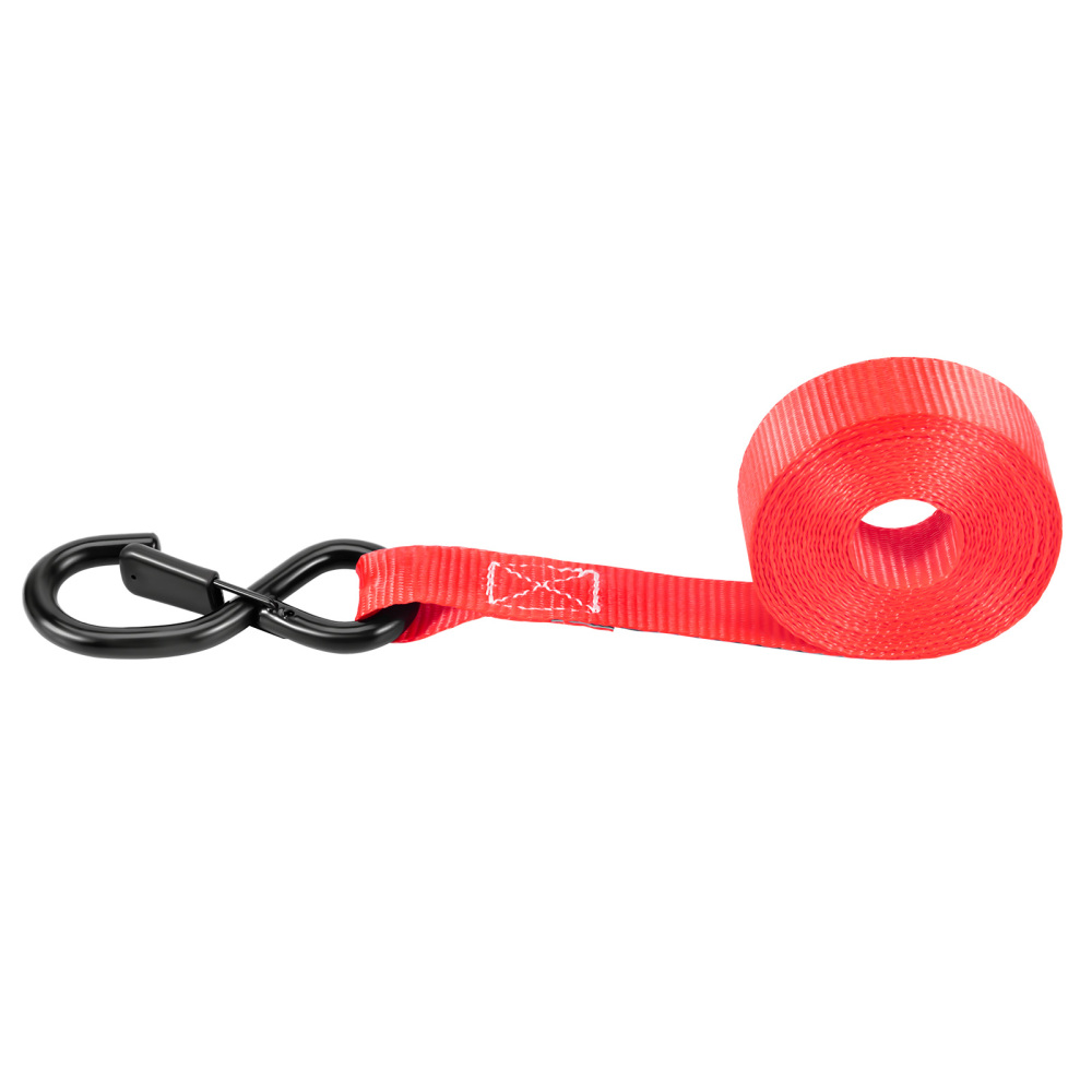 4x Cinghie di Tensione Cricchetto Gancio a S con clip 25mm * 4,5m Rosso 997kg
