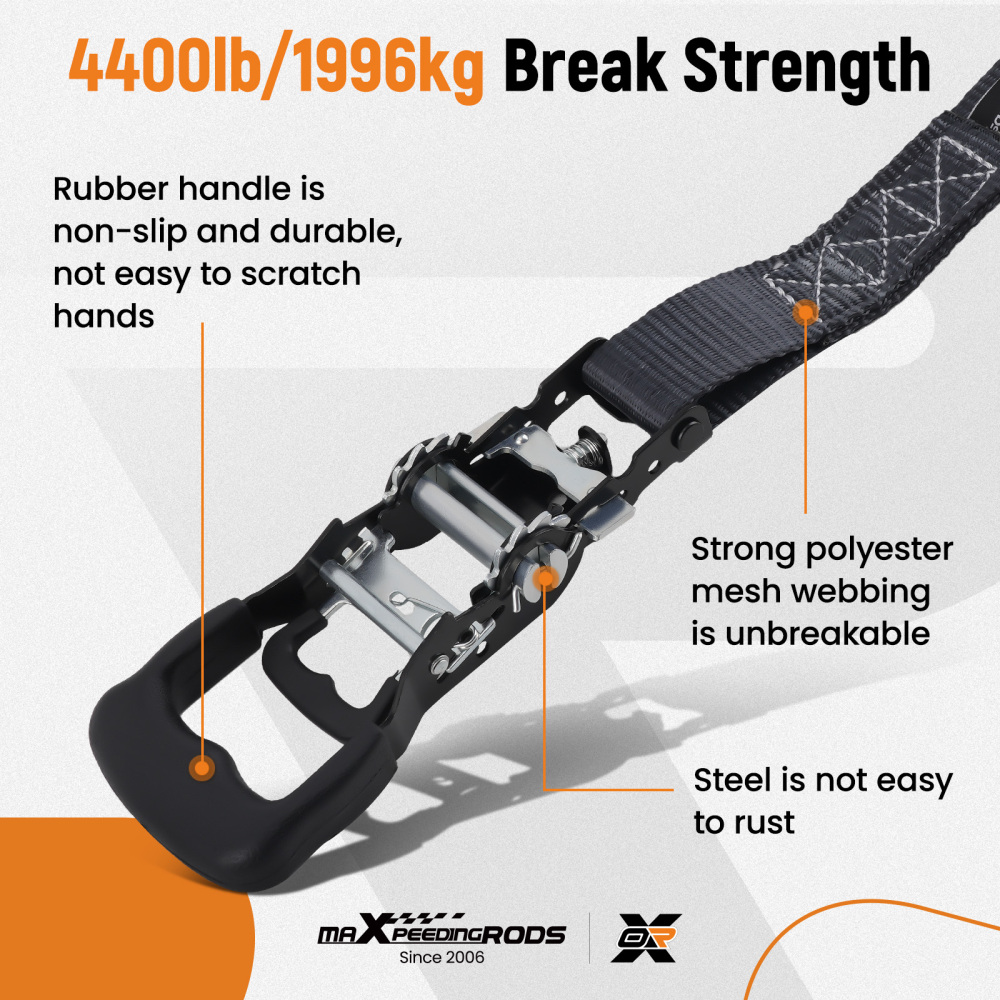 4 Pack Retractable Ratchet Tie Down Straps 1.5 x 15 4400 lb Heaty Duty Black