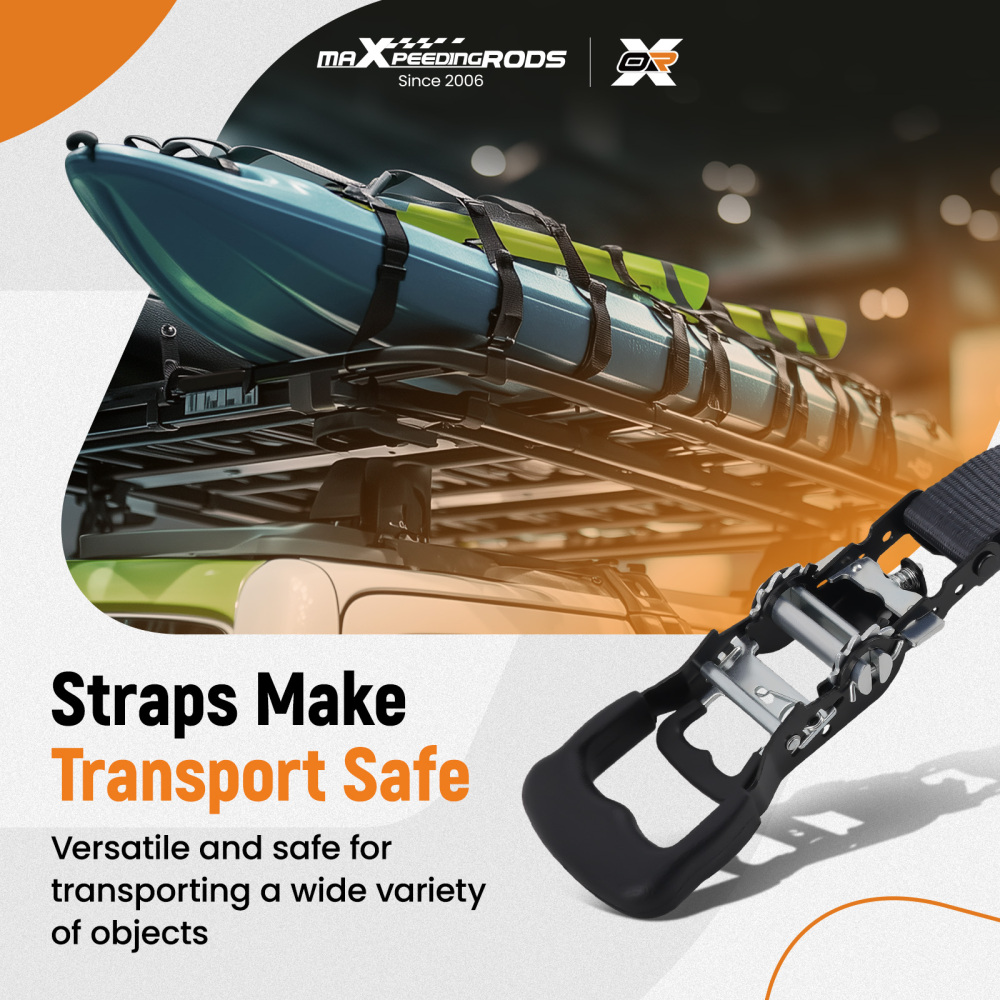 4 Pack Retractable Ratchet Tie Down Straps 1.5 x 15 4400 lb Heaty Duty Black