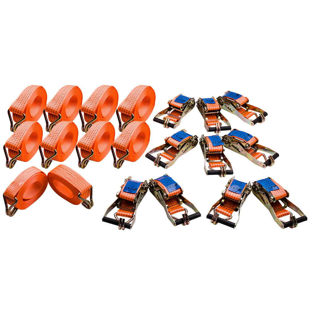 5par Tie Down Ratchet Straps 5m X 50mm Heavy Duty 4000 KG Lashing Straps