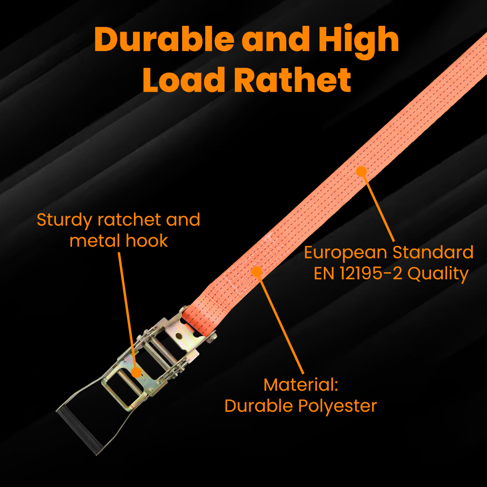 10 X Heavy Duty Ratchet Tie Down Straps 5M x 50MM ×4T Transport Truck Lashing