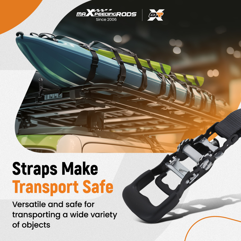 Cinghie di Ancoraggio a Cricchetto for Auto Moto ATV 2363kg 4pz Nero 2.4m