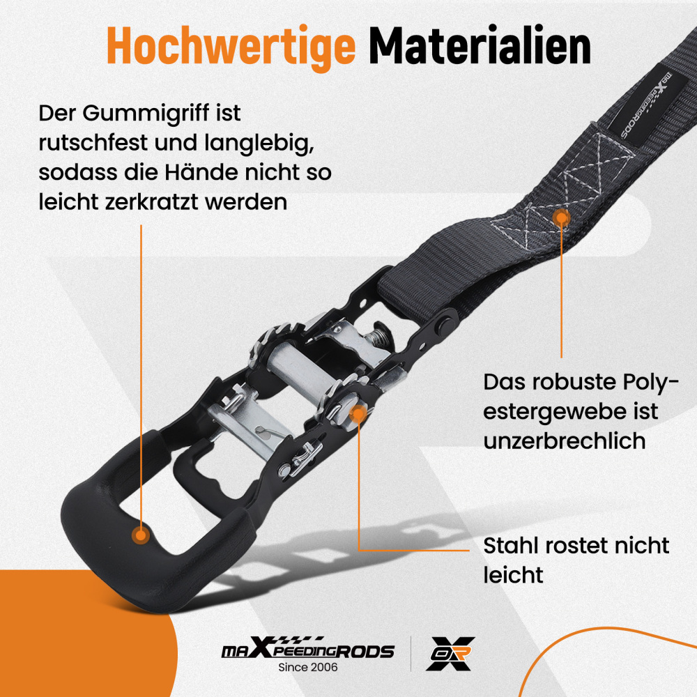 Cinghie di Ancoraggio a Cricchetto for Auto Moto ATV 2363kg 4pz Nero 2.4m