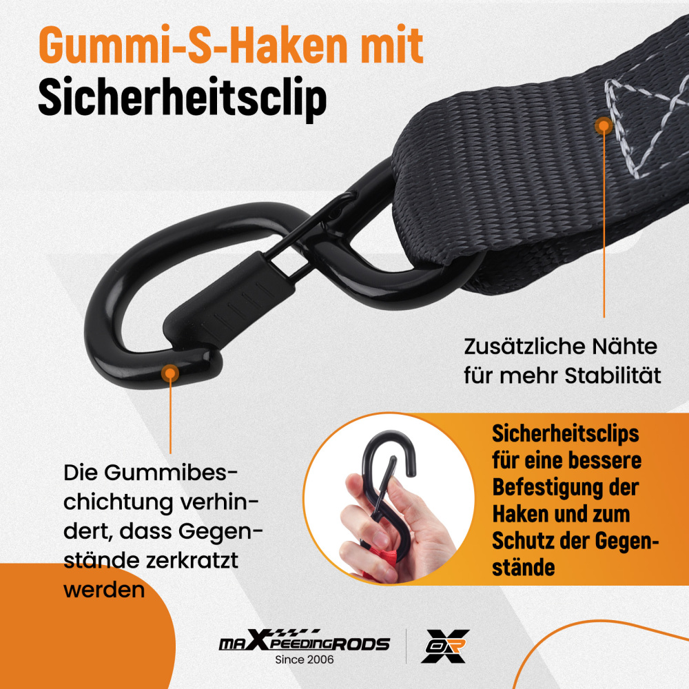 Cinghie di Ancoraggio a Cricchetto for Auto Moto ATV 2363kg 4pz Nero 2.4m