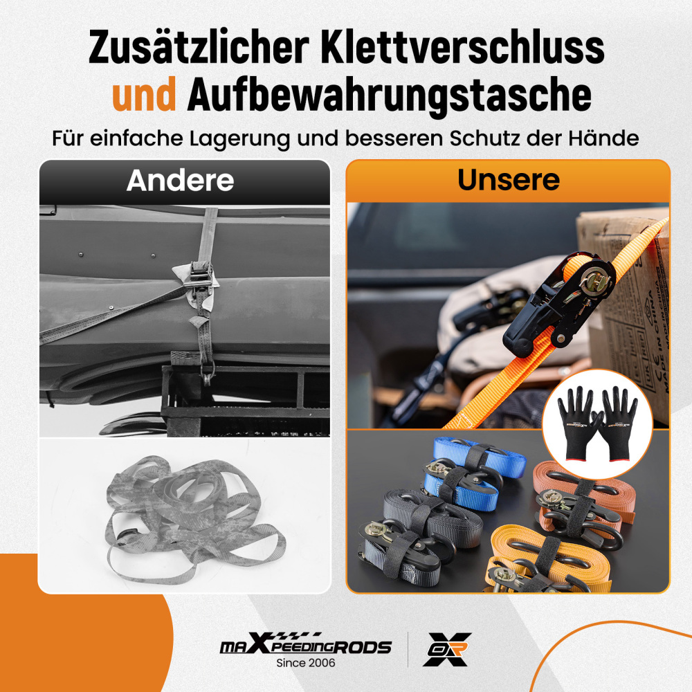 Cinghie di Ancoraggio a Cricchetto for Auto Moto ATV 2363kg 4pz Nero 2.4m