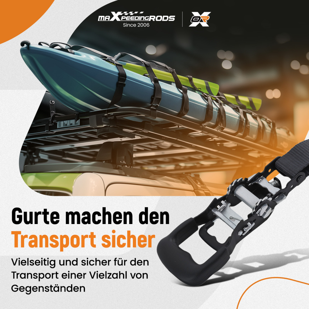 Cinghie di Ancoraggio a Cricchetto for Auto Moto ATV 2363kg 4pz Nero 2.4m