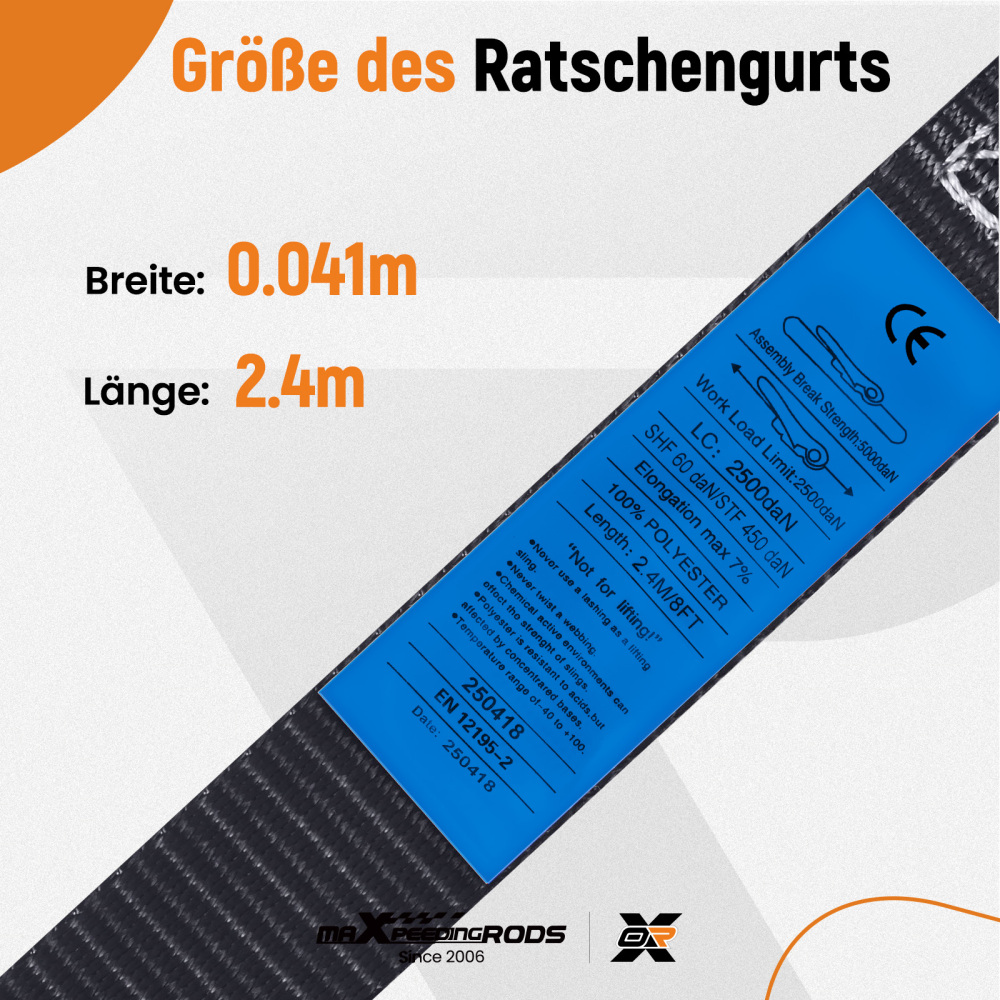 Cinghie di Ancoraggio a Cricchetto for Auto Moto ATV 2363kg 4pz Nero 2.4m