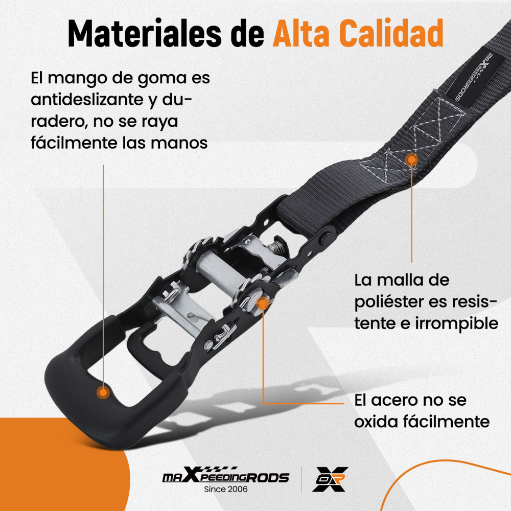 Cinghie di Ancoraggio a Cricchetto for Auto Moto ATV 2363kg 4pz Nero 2.4m