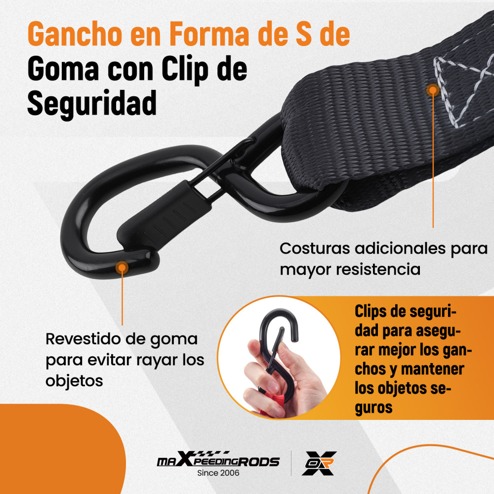 Cinghie di Ancoraggio a Cricchetto for Auto Moto ATV 2363kg 4pz Nero 2.4m