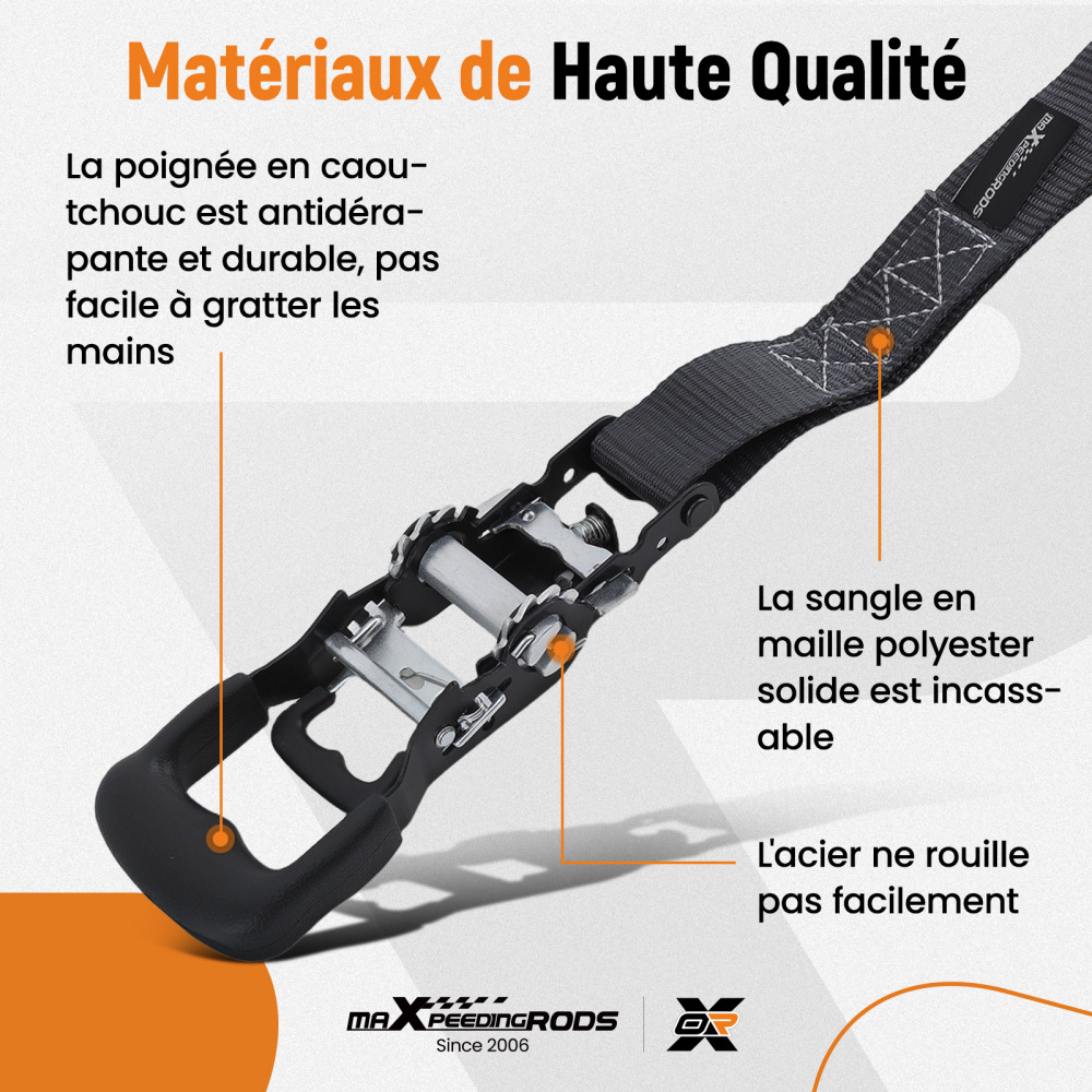 Cinghie di Ancoraggio a Cricchetto for Auto Moto ATV 2363kg 4pz Nero 2.4m
