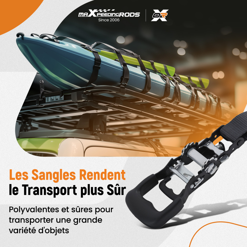 Cinghie di Ancoraggio a Cricchetto for Auto Moto ATV 2363kg 4pz Nero 2.4m