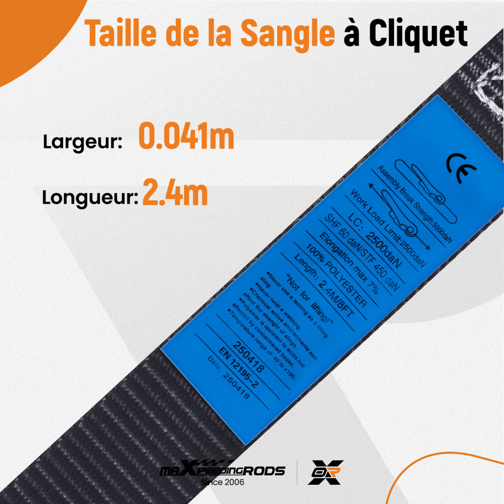 Cinghie di Ancoraggio a Cricchetto for Auto Moto ATV 2363kg 4pz Nero 2.4m