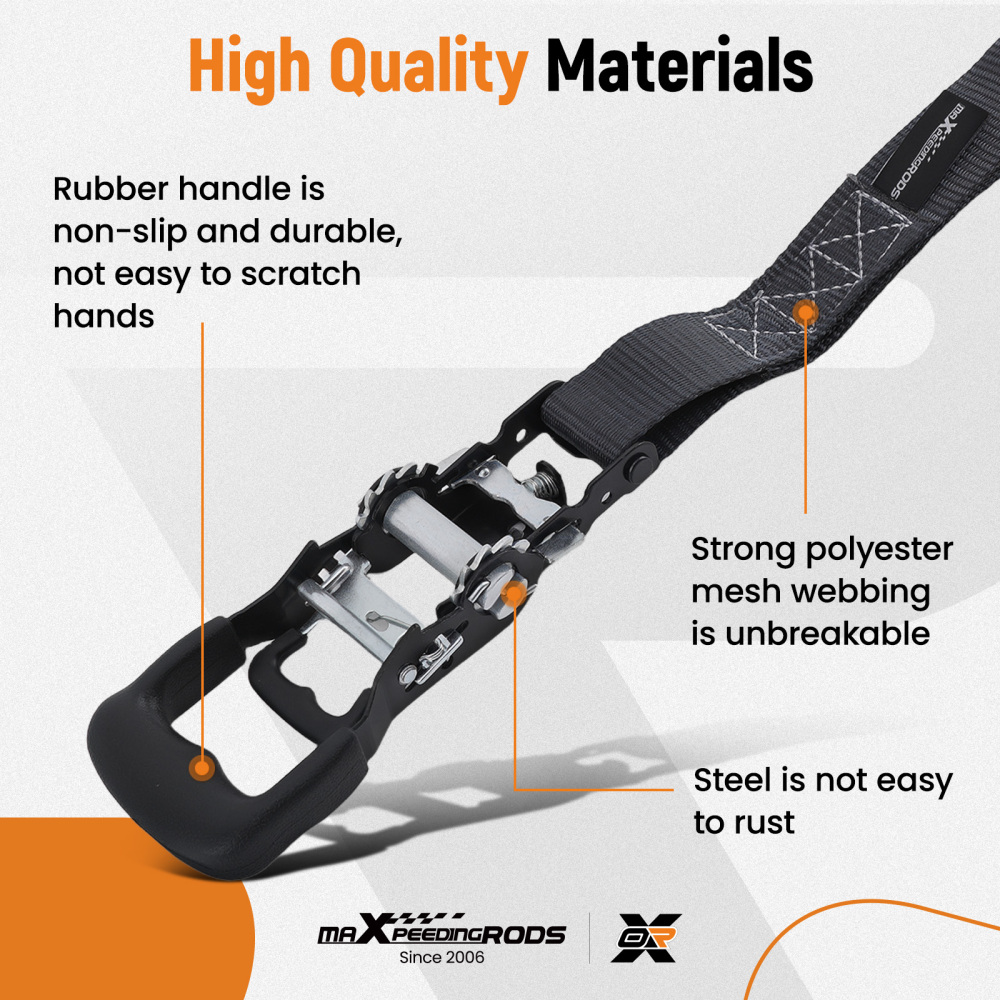 Cinghie di Ancoraggio a Cricchetto for Auto Moto ATV 2363kg 4pz Nero 2.4m