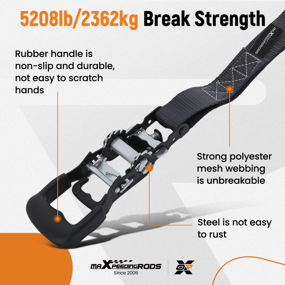 4 Pack Retractable Ratchet Tie Down Straps 1.6 x 8 5208 lb Heaty Duty Black