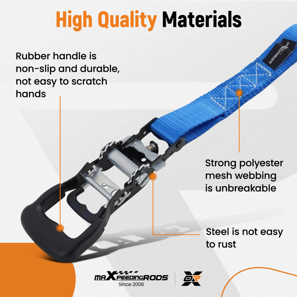 Cinghie di Ancoraggio a Cricchetto for Auto Moto ATV 2363kg 4pz Blu 2.4m